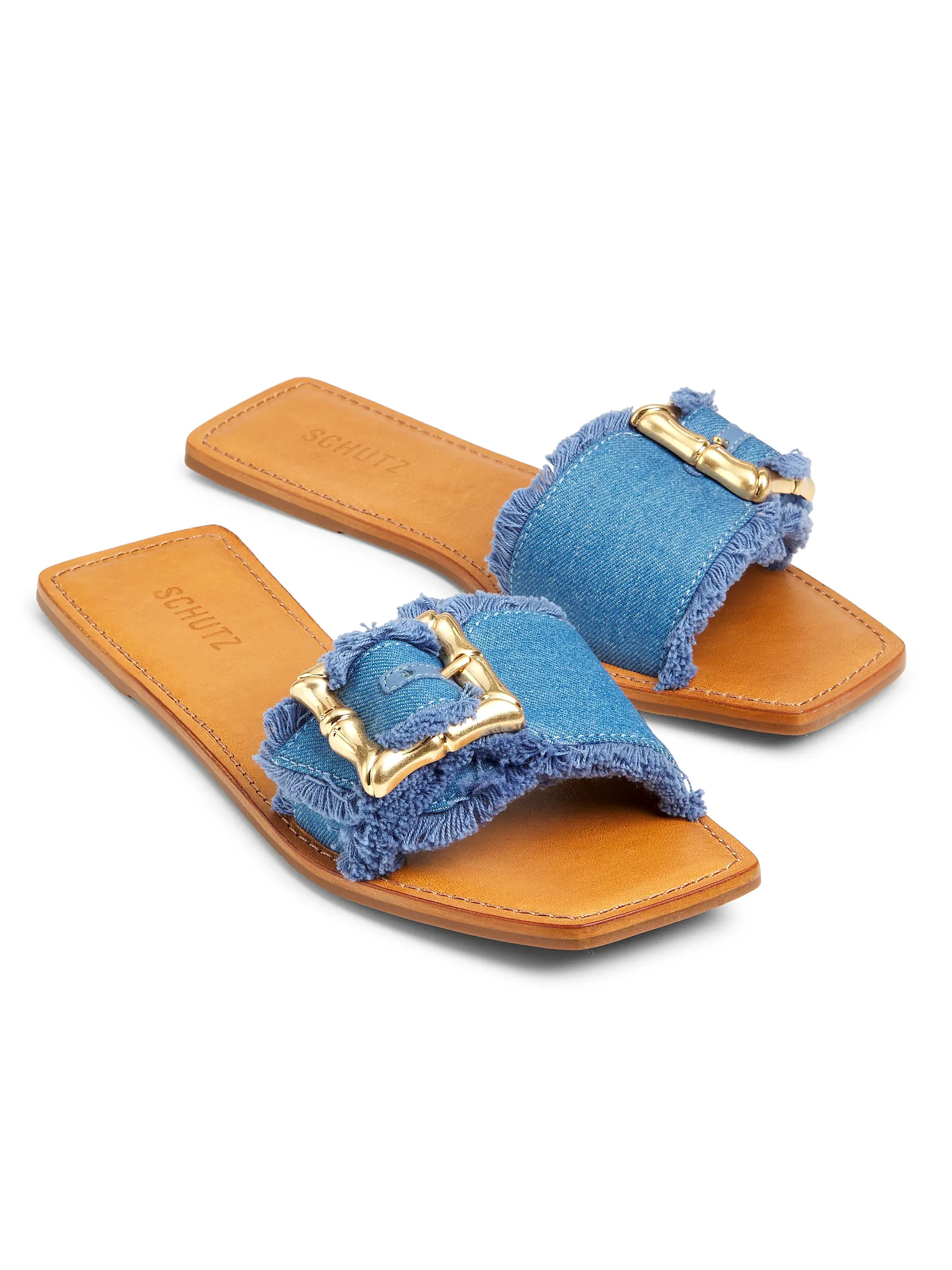Enola Denim Slides | Saks Fifth Avenue