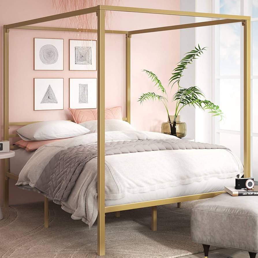 ZINUS Patricia Gold Metal Canopy Platform Bed Frame, Mattress Foundation with Steel Slat Support,... | Amazon (US)