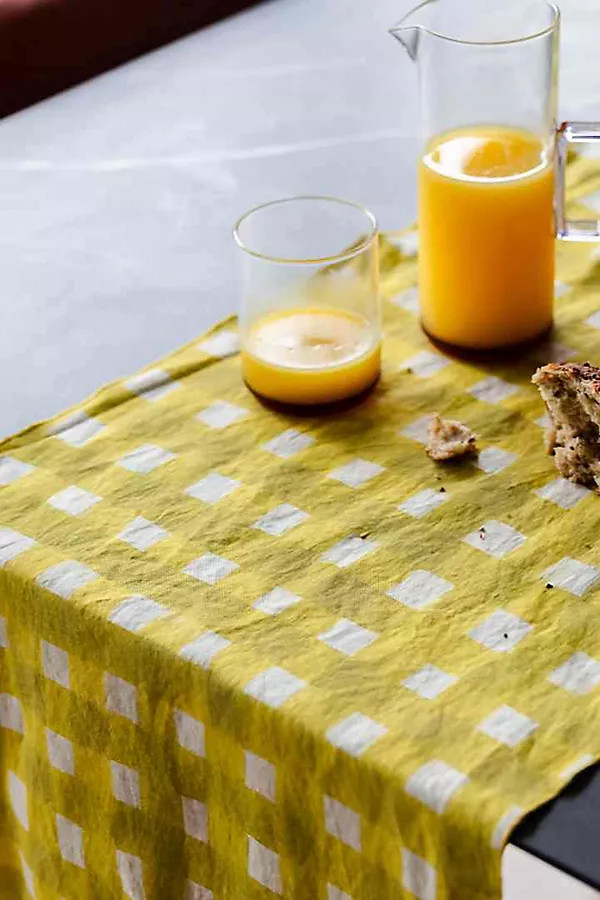 Goldie Home Linen Cross-Hatch Table Runner | Anthropologie (US)