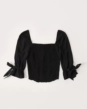 Smocked Puff Sleeve Top | Abercrombie & Fitch US & UK