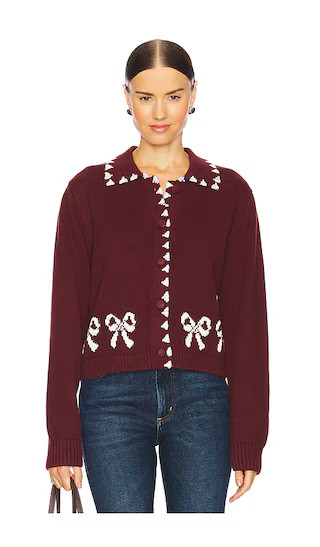 Polly Bow Cardigan in Chocolate Brown | Revolve Clothing (Global)