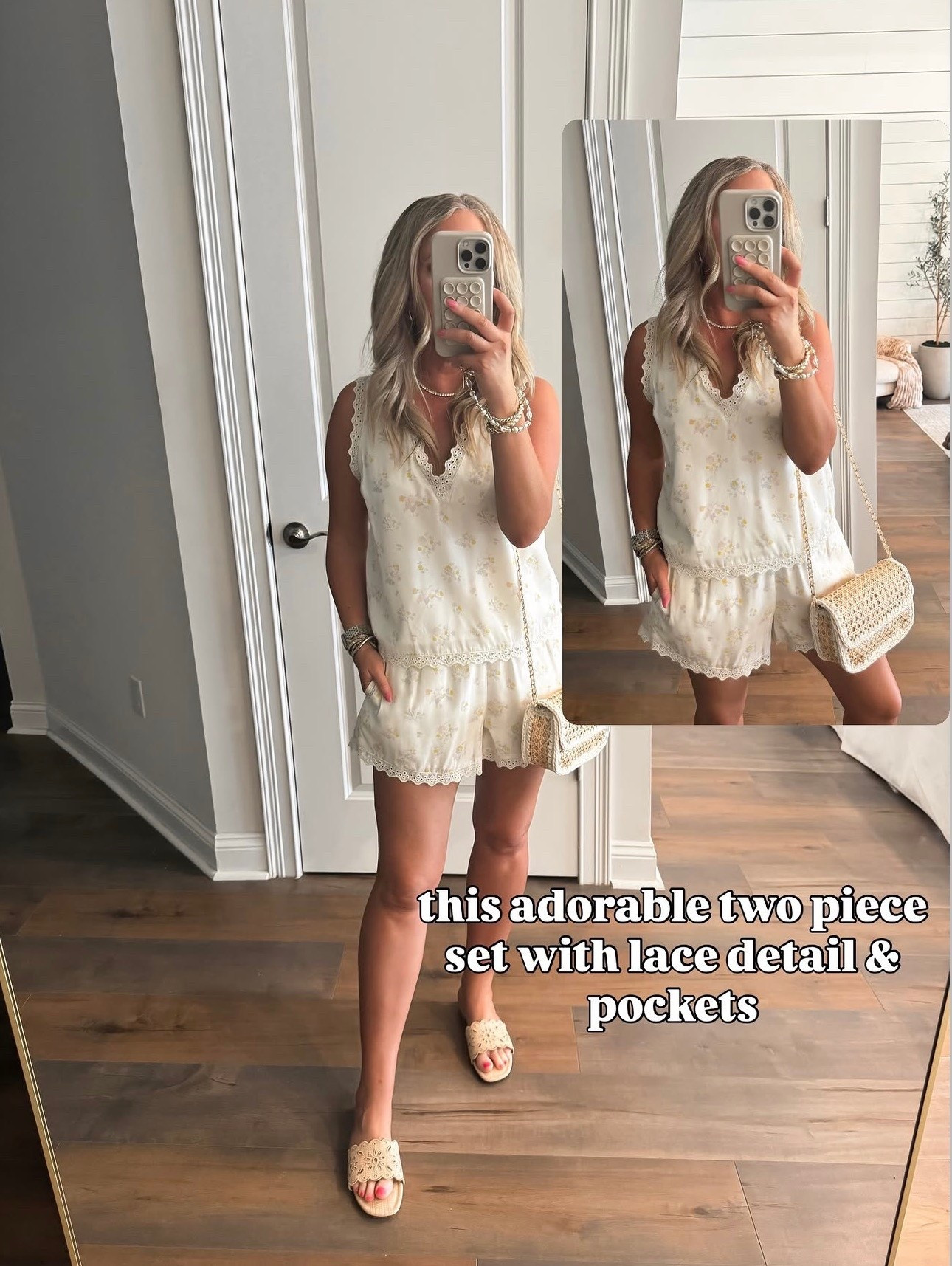 Target fashion target finds lace trim floral two piece set small top medium bottom. Shorts have pockets. Spring fashion spring outfits summer outfits

#LTKOver40