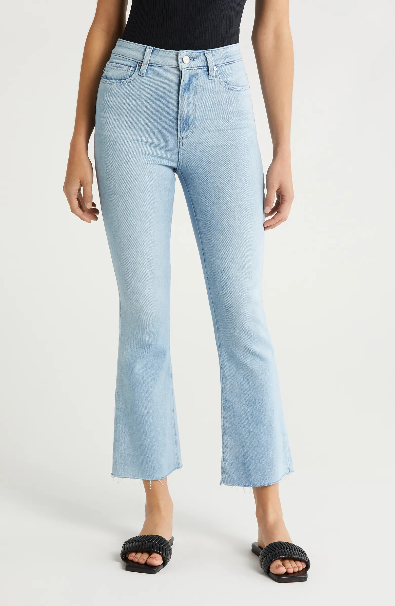 PAIGE Claudine High Waist Frayed Hem Ankle Flare Jeans | Nordstrom | Nordstrom