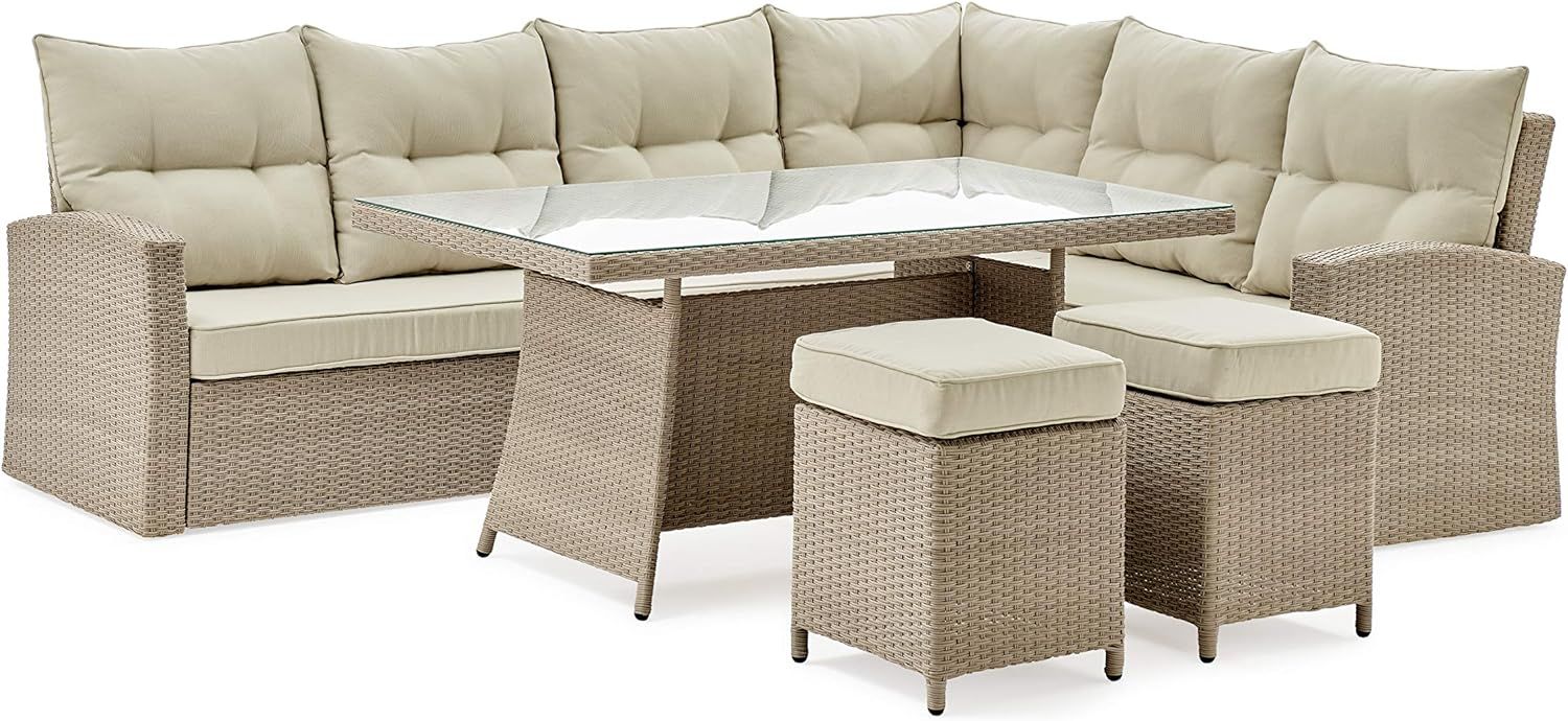 Canaan All-Weather Wicker Outdoor Double-Corner Horseshoe Sectional Sofa and Two Loveseats with 2... | Amazon (US)