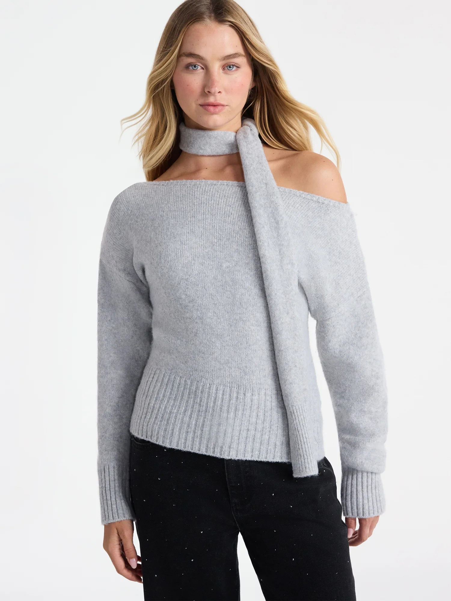 No Boundaries Scarf Sweater, Midweight, 2-Piece, Women’s | Walmart (US)