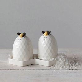 Beehive Salt and Pepper Shakers with Plate | Antique Farm House
