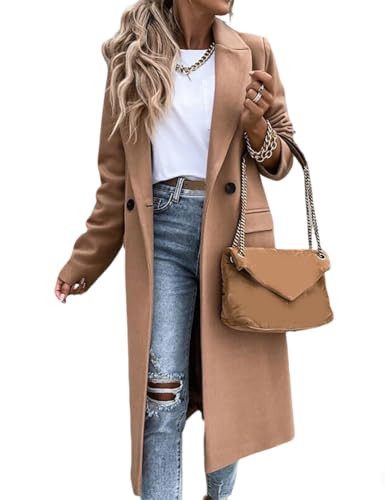 Long Wool Coats for Women 2026 Fall Winter Trench Coat Peacoat, Camel, L | Amazon (US)