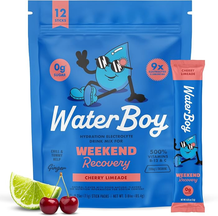 Waterboy Weekend Recovery, Cherry Limeade, Sugar Free Electrolytes 12ct | Amazon (US)