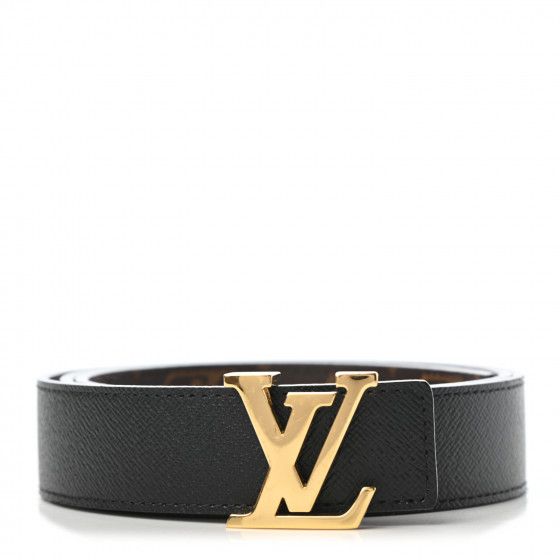 LOUIS VUITTON Calfskin Monogram 30mm LV Initiales Reversible Belt 85 34 Black | Fashionphile