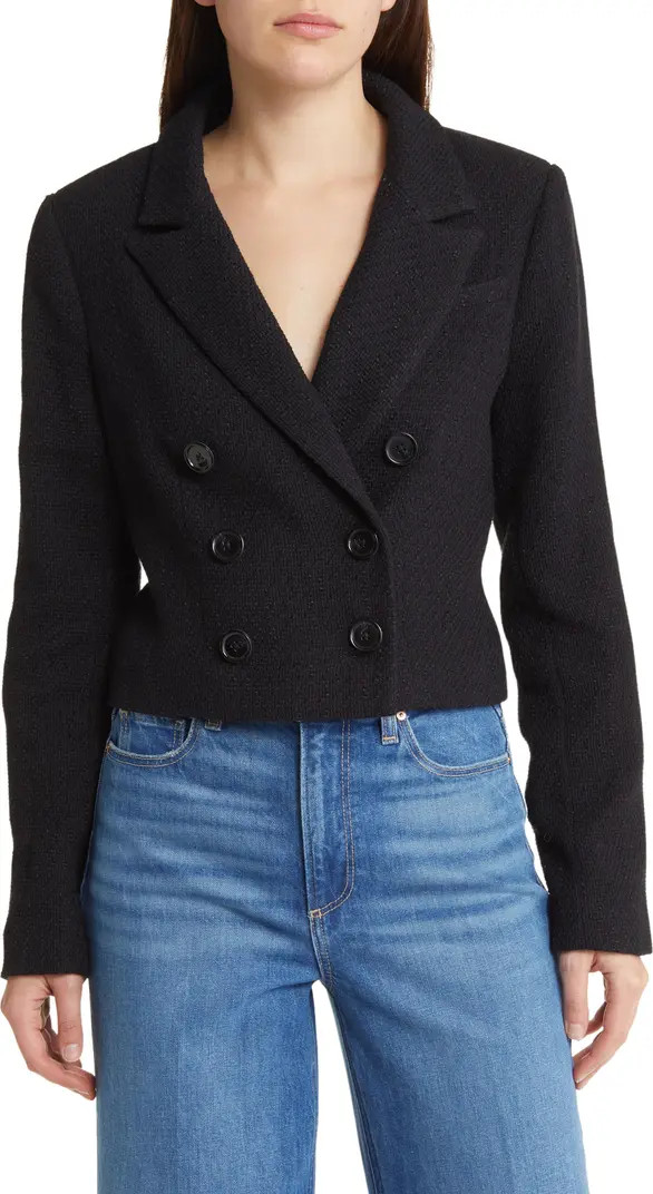 Eclipse Crop Cotton Blend Bouclé Tweed Blazer | Nordstrom