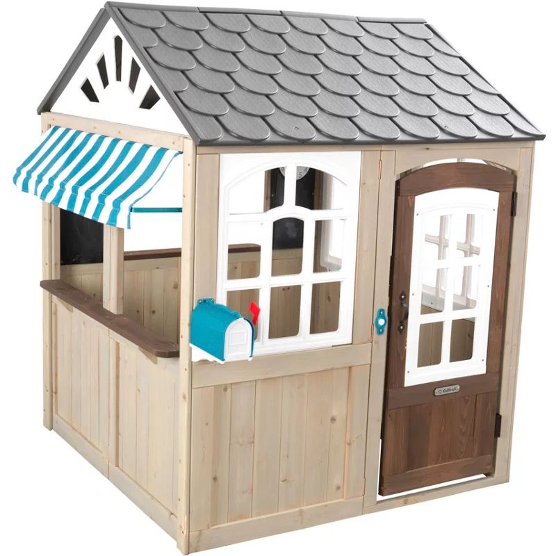 KidKraft Hillcrest Outdoor Play House Gray/Blue - Swing Sets/Bounce Houses at Academy Sports | Academy Sports + Outdoors
