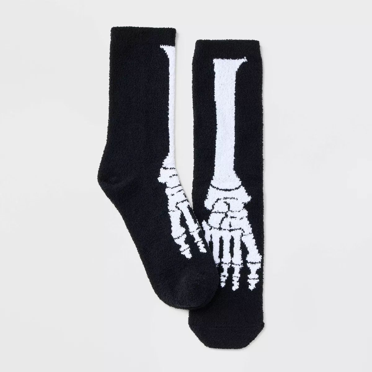 Women's Skeleton Halloween Cozy Crew Socks - Hyde & EEK! Boutique™ White/Black 4-10 | Target