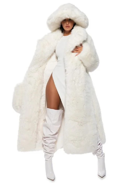 BEAR HUG LONGLINE LUXE FAUX FUR TRENCH COAT | AKIRA
