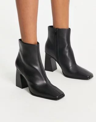 Mango square toe heeled ankle boot in black | ASOS (Global)