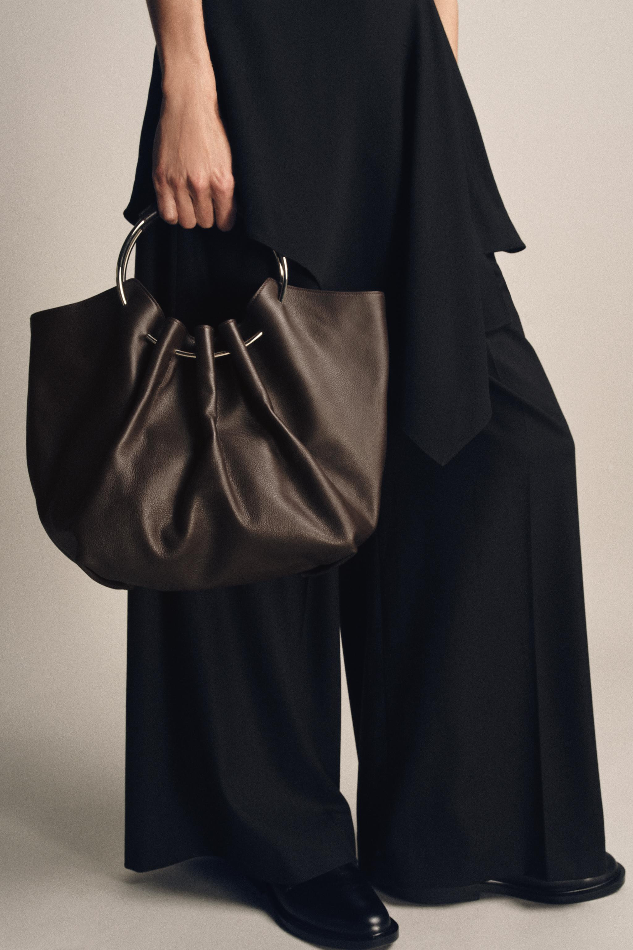 LEATHER BUCKET BAG WITH RIGID HANDLE | Zara US
