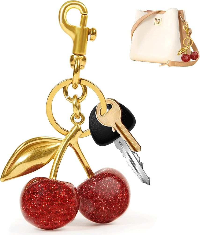 Topoem Cherry Keychain, Sparkling Resin Bag Charms for Handbags, Cherry Charm Accessory for Purse... | Amazon (US)