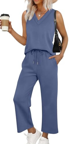 WIHOLL Two Piece Sets for Women Summer Outfits Matching Lounge Sets Wide Leg Crop Pants Vacation ... | Amazon (US)