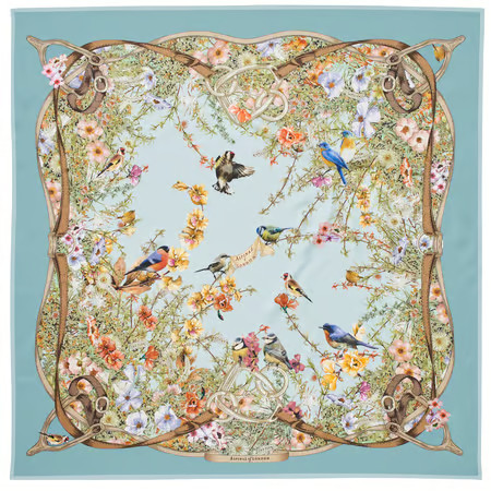 Edwardian Garden Silk Scarf
        Cornflower Blue Pure Silk | Aspinal of London