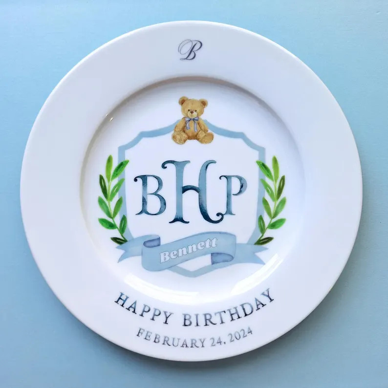 Birthday Plate for Boys Custom Ceramic Monogram Birthday Plate Personalized Birthday Plate for Fi... | Etsy (US)