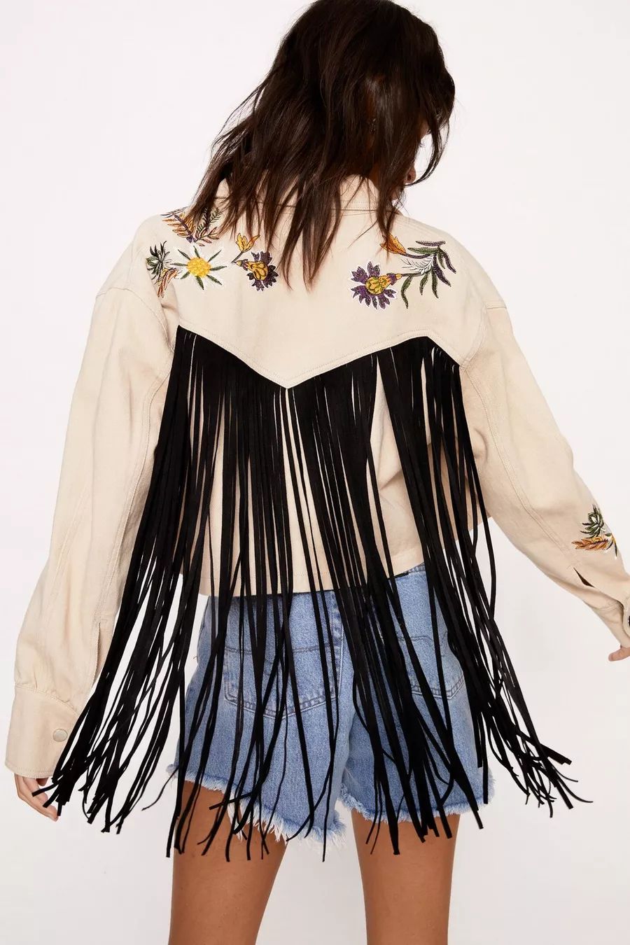 Floral Embroidered Fringe Jacket | Nasty Gal (US)