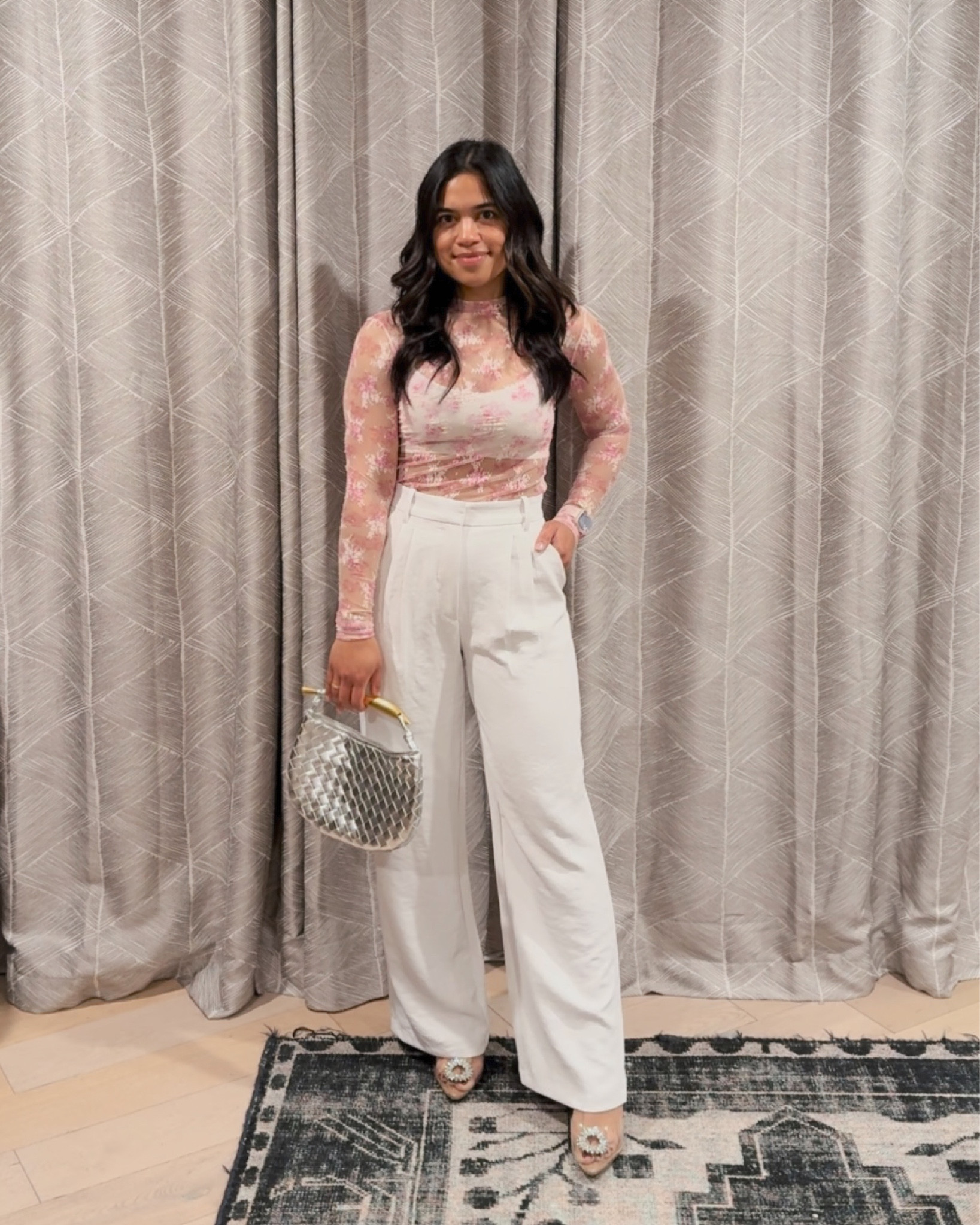 Valentine’s Day date night outfit inspo! This lace top is one of my faves! Comes in other colors and perfect for a little sexy vibe without being over the top! Paired the lace top with classic trousers for a chic effortless date night look! 

#LTKfindsunder100 #LTKSeasonal #LTKstyletip