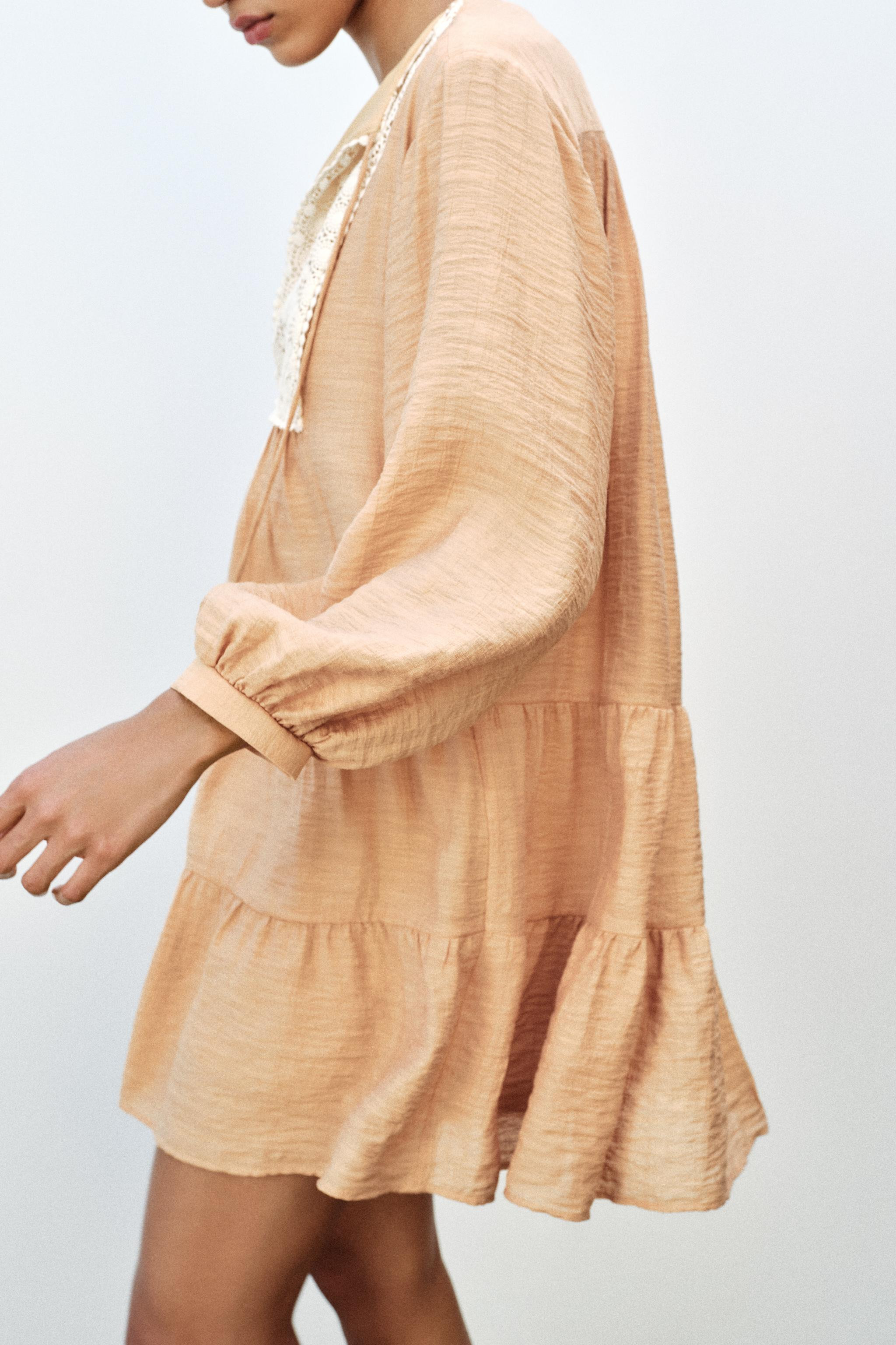 MINI DRESS WITH EMBROIDERED YOKE | Zara UK