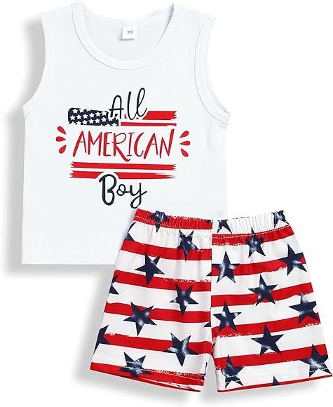 Baby Boy 4th of July Outfits Mister Independent Vest Top+American Flag Shorts Infant Baby Boy Ind... | Amazon (US)