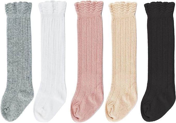 Bestjybt Baby Girls Boys Knee High Socks Cotton Newborn Infants Toddlers Cable Knit Tube Ruffled ... | Amazon (US)