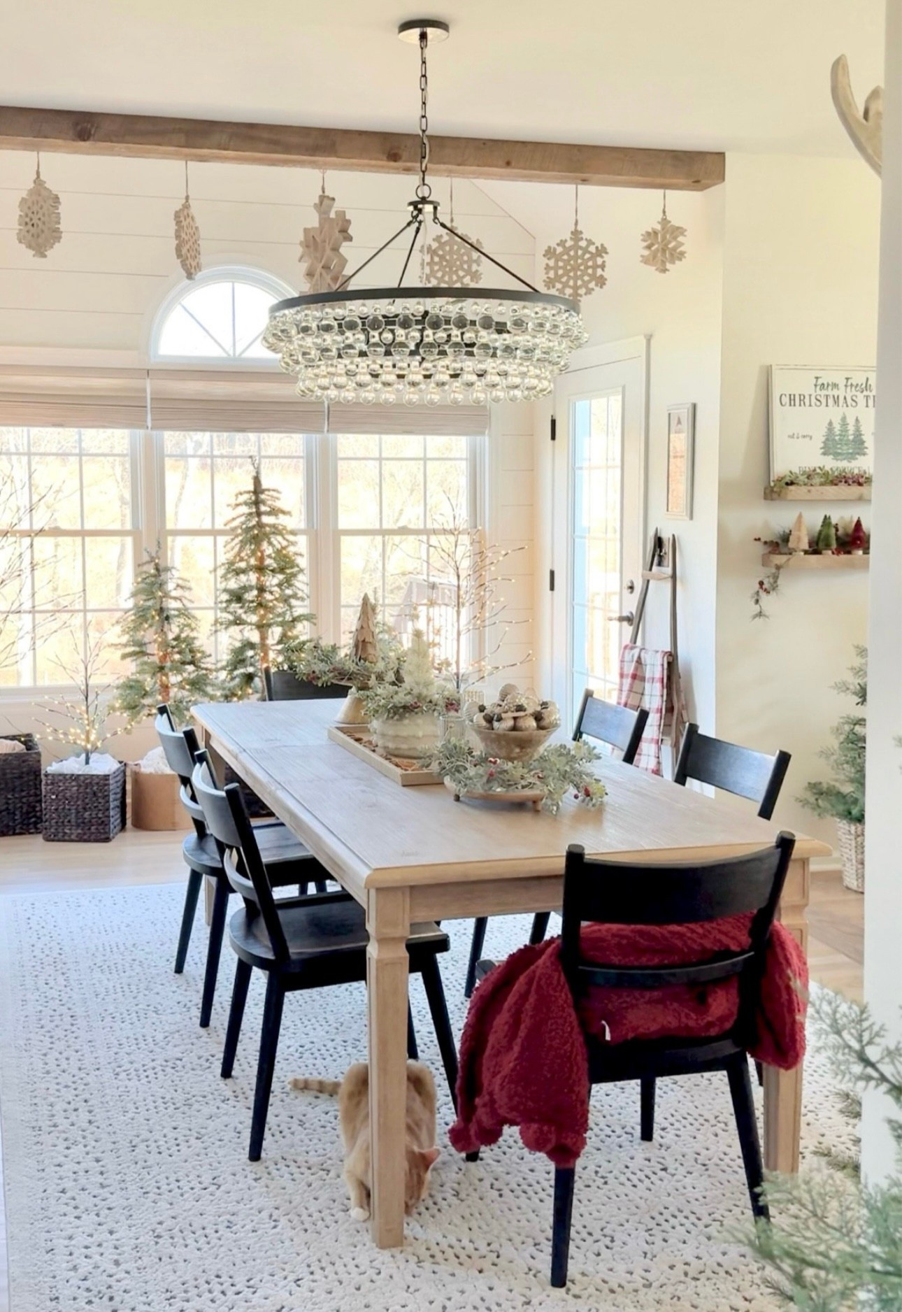 Some of my best sellers: Solid wood dining table, solid wood black dining chairs, red pompom throw on sale now for only $29 plus other colors available; set-of-3 twig prelit trees on sale now for under $85 for all 3; tall cedar trees, tabletop trees, mercury glass garland, dupe of my crystal chandelier, similar snowflakes to mine  

#LTKFindsUnder50 #LTKSaleAlert #LTKHome