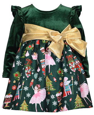 Bonnie Baby Baby Girls Shantung Dress with Side Bow - Macy's | Macy's