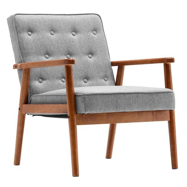 Backrest Pull Point Solid Wood Armrest Fabric Accent Chair - On Sale - Overstock - 35997587 | Bed Bath & Beyond
