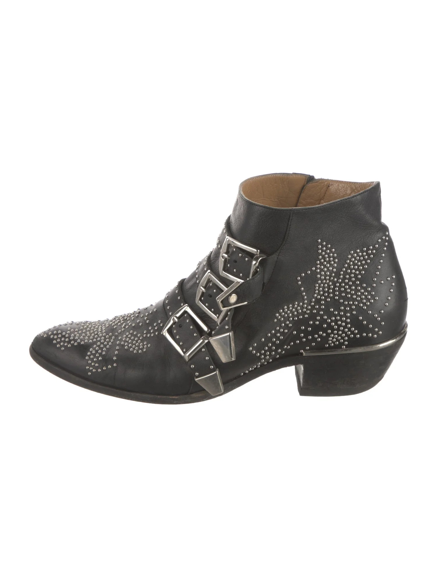 Chloé Susanna Leather Western Boots - Black Boots, Shoes - CHL376561 | The RealReal | The RealReal
