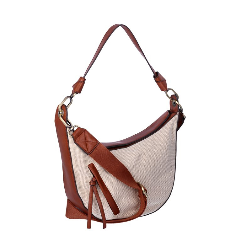 Time and Tru Women's Selena Hobo Crossbody Bag, Natural Cognac | Walmart (US)