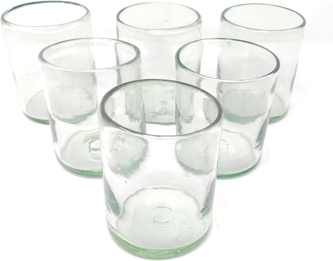 Dos Sueños Hand Blown Mexican Drinking Glasses – Set of 6 Natural Clear Tumbler Glasses (10 oz... | Amazon (US)