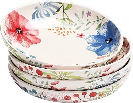 Bico Flower Carnival Ceramic 35oz Dinner Bowls, Set of 4, for Pasta, Salad, Cereal, Soup & Microw... | Amazon (US)