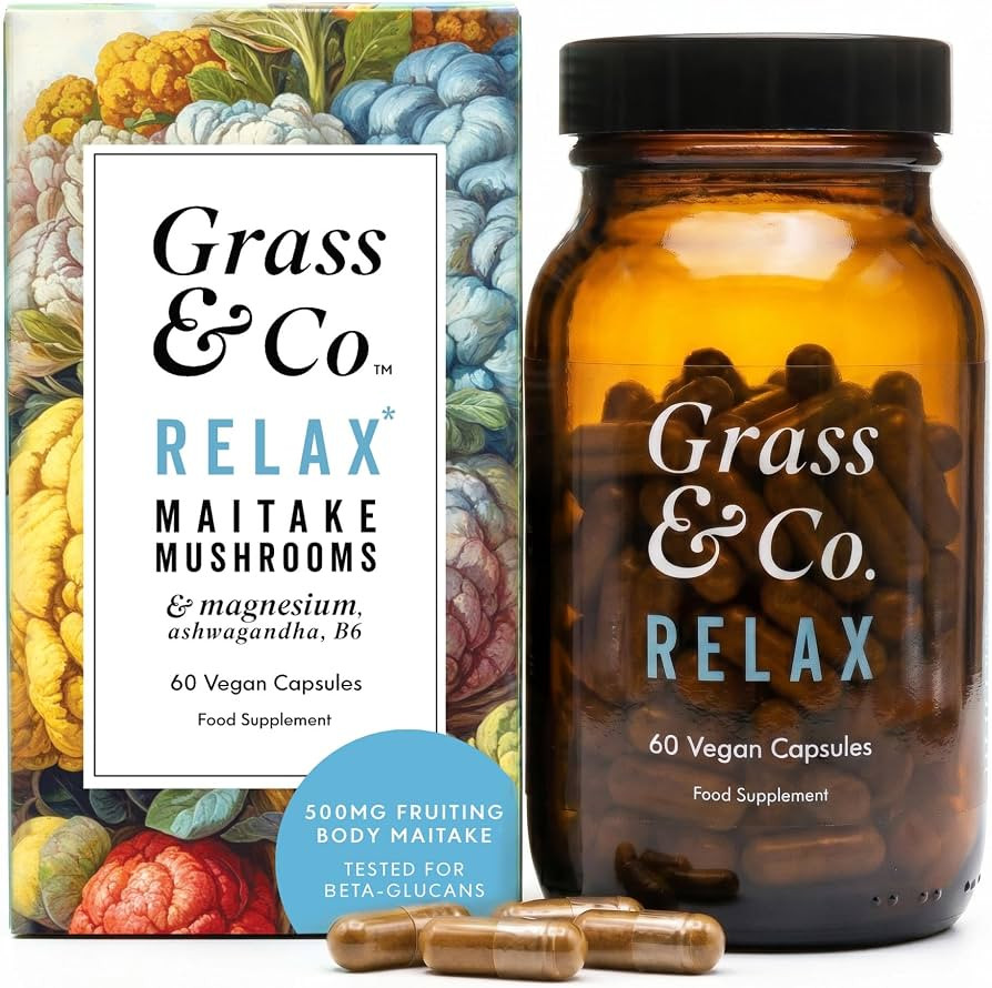 Grass & Co. Magnesium 200mg & Maitake Mushroom 400mg Capsules with Ashwagandha & Vitamin B6 | Sup... | Amazon (UK)
