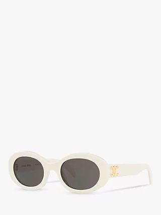 Celine CL40194U Unisex Oval Sunglasses, Ivory/Grey | John Lewis (UK)