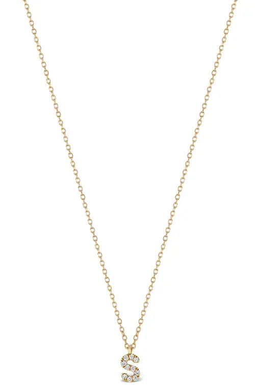 Bony Levy Icon Pavé Diamond Initial Pendant Necklace in 18K Yellow Gold - S at Nordstrom | Nordstrom