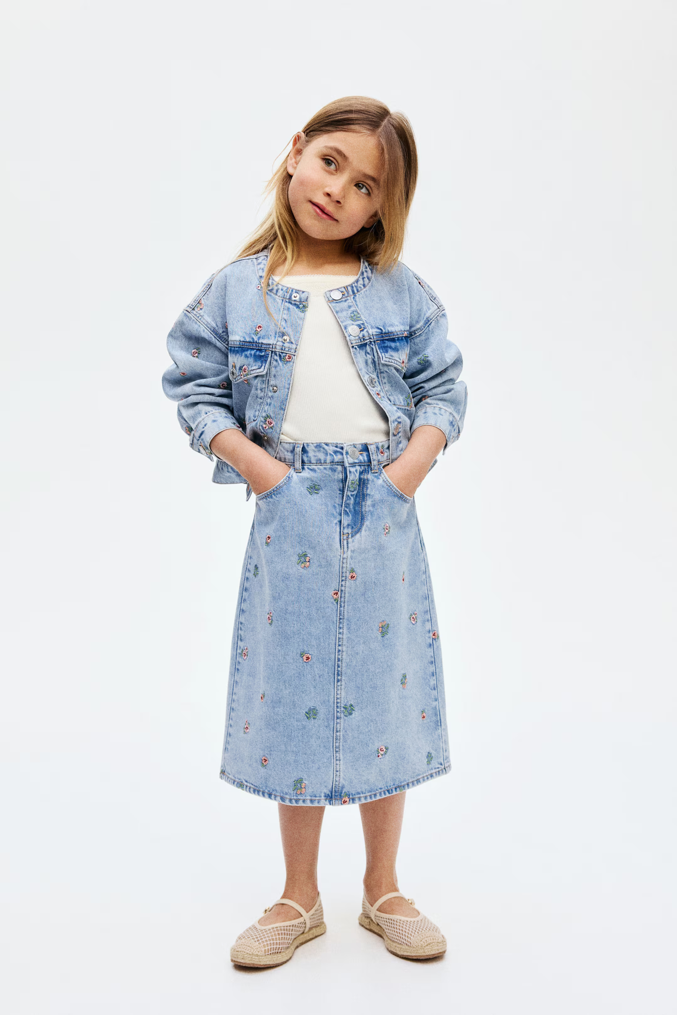 Embroidered-Detail Denim Skirt | H&M (US + CA)