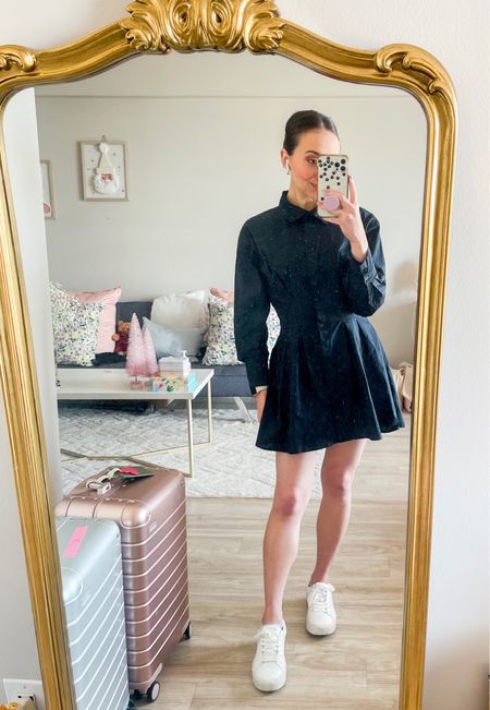 Casual but dressed up look for work. This poppin shirt dress sold out so many time but it is now fully stocked and on sale! I will be getting an extra since I live the fit so much. It comes in petite sizes and tall sizes too! Also linking my work sneakers which are super comfortable since I’m on my feet all day! Everything on this post is on sale now, shoes, dress, and even mirror! 

#LTKworkwear #LTKsalealert #LTKHoliday