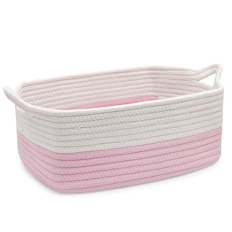 ABenkle Rope Storage Basket, 13.5''x 10''x 5'' Cotton Woven Dog Cat Toy Bins, Cube Soft Baskets w... | Amazon (US)