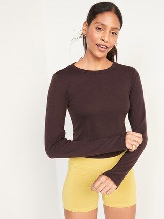 UltraLite Long-Sleeve Crew-Neck Ribbed Cropped Top for Women | Old Navy (US)