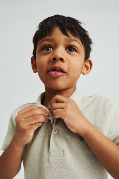 Cotton Pique Polo Shirt - Light dusty green - Kids | H&M US | H&M (US + CA)