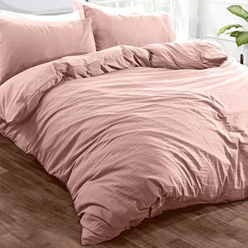 Brentfords Washed Linen Duvet Cover with Pillow Case Soft Brushed Microfiber Bedding Set, Blush P... | Walmart (US)