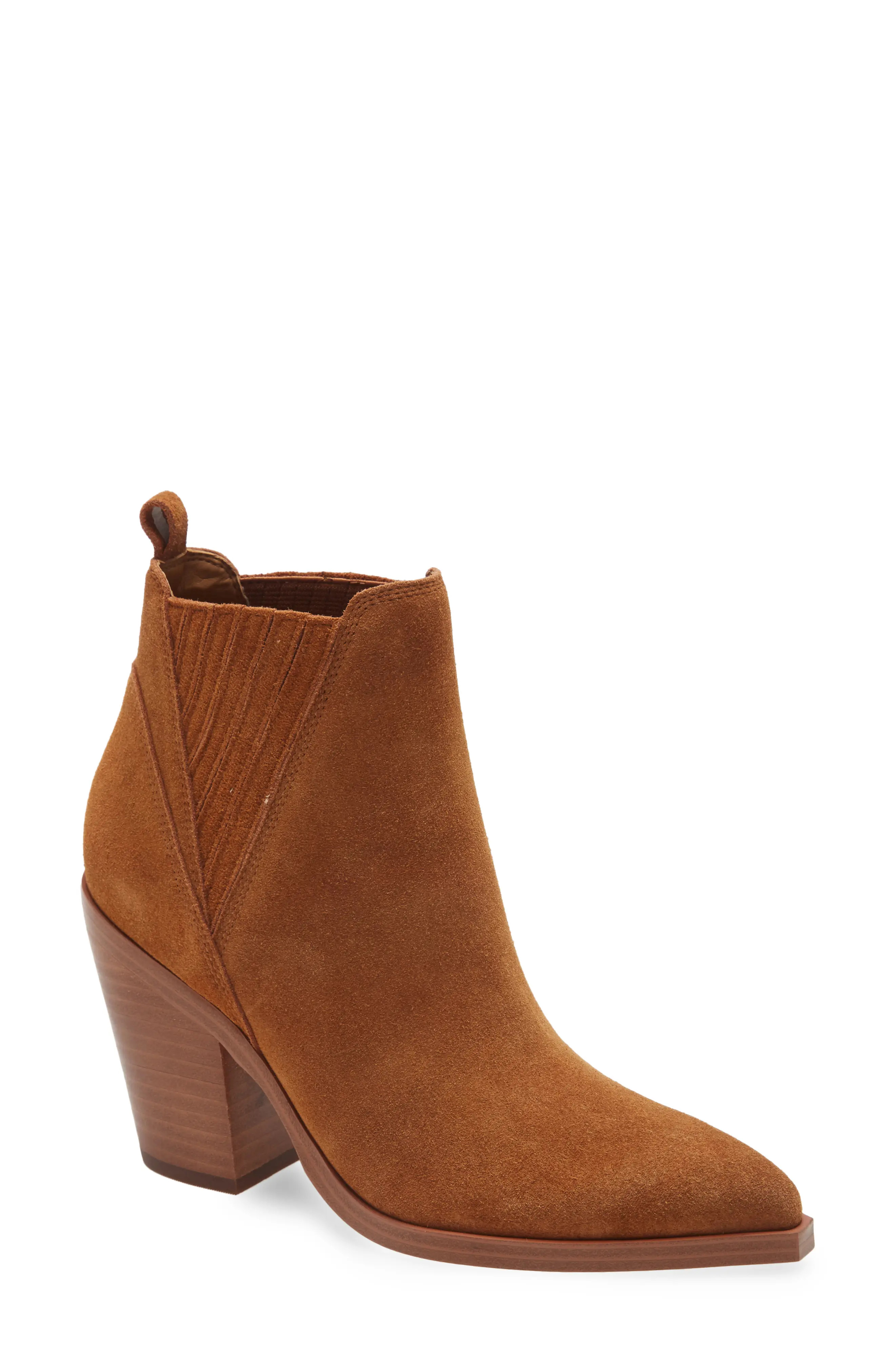 Marc Fisher LTD Gadri Pointed Toe Bootie, Size 12 in Rhum Suede at Nordstrom | Nordstrom