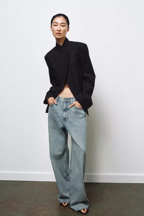 ZARA WOMAN COLLECTIONBlazer made with wool yarn. Stand-up collar and long sleeves with opening an... | Zara US