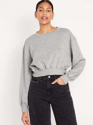 Oversized Cropped Fleece Sweatshirt for Women | Old Navy (US)