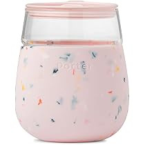 W&P Porter Portable Cocktail Glass with Protective Silicone Sleeve, Terrazzo Blush, 15 Ounces, On-th | Amazon (US)