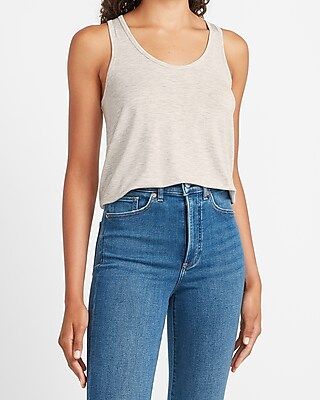 Relaxed Heathered Scoop Neck Tank | Express