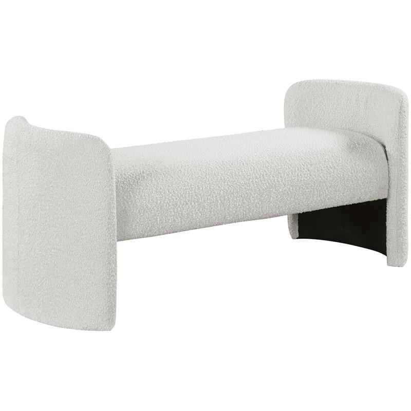 Maklaine Modern / Contemporary Cream Finish Boucle Fabric Bench | Homesquare